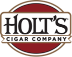 Holt's Cigar Company logo with uppercase, black letters with a white background that's bordered with a brown color